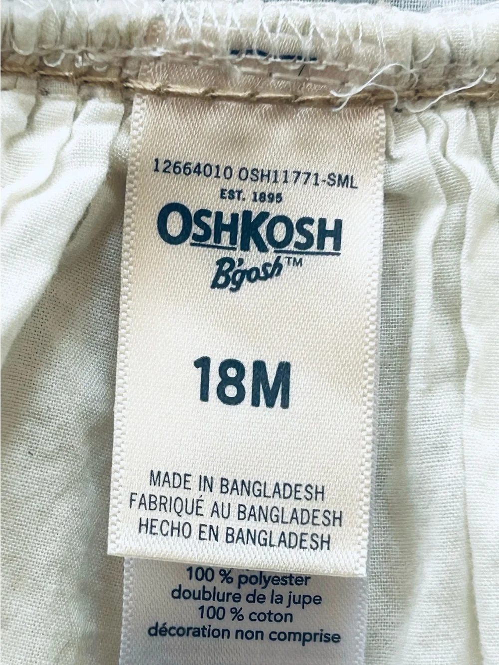 OshKosh B'gosh 18 Months Light Blue Denim Overall Dress with Ivory Tulle Skirt